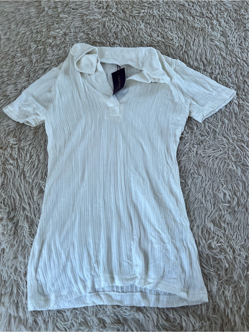 Short-Sleeve Textured Polo Tunic